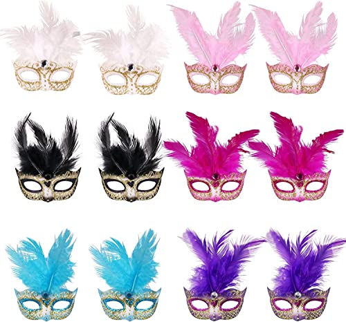 Coddsmz Women Feather Masquerade Mask Venetian Party Mask Mardi Gras Masks Princess Fancy Dress Halloween Costume Masks Adult