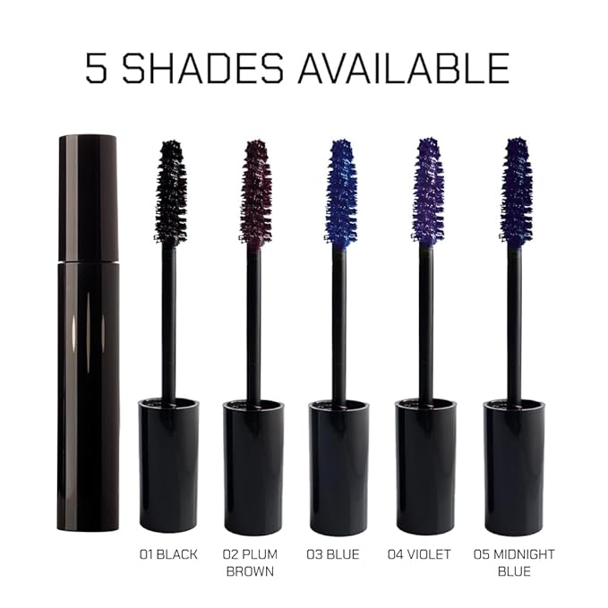 Radiant Professional Lengthening Mascara with silicone brush – Smudge-Proof Curl Mascara Volume and Length for Sensitive Eyes, Cruelty Free, Ideal for Mature & Young Women, 0.43 oz (04 Violet)