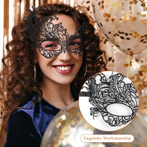 Heclia 2PCS Masquerade Masks for Women Couples Masquerade Lace Mask Set Venetian Halloween Masks for Women and Men Plastic...
