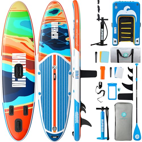 Niphean Inflatable Stand Up Paddle Board with Stabiltrac Fin Design and SUP Accessories & Niphean Dog Pool Ramp(Full-Cover...