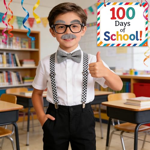 LAETBBE Kids Old Man Costume 100 Days of School Grandpa Costume for Boy 1920s Old Man Cos