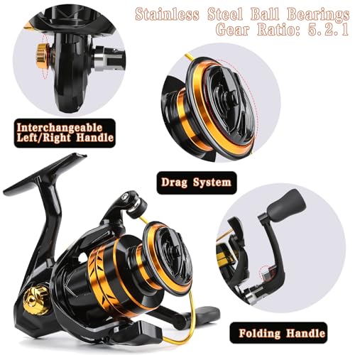 KecchKrezing Telescopic Fishing Rod and Reel Combo – Collapsible 5.9ft Fishing Pole with Spinning Reel & Carry Bag, Travel...