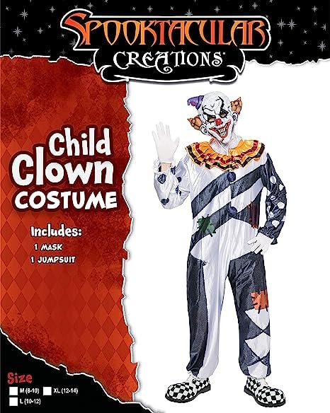 Spooktacular Creations Scary Clown Costume for Kids, Halloween Costume for Boys, Clown Halloween Outfit Set
