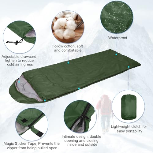 Tudomro 16 Pack Winter Camping Sleeping Bags Bulk for Homeless Adults Cold Weather Lightweight Waterproof Compact Backpack...
