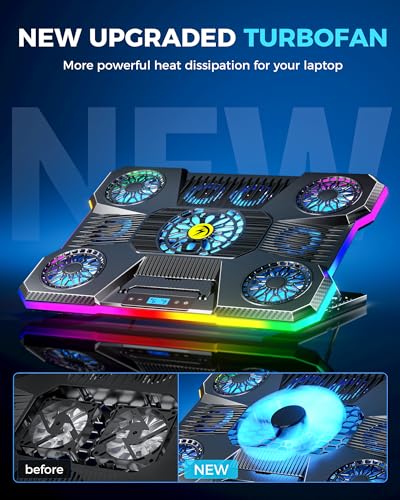 ChillCore Laptop Cooling Pad, RGB Lights Laptop Cooler 9 Fans for 15.6-19.3 Inch Laptops, Gaming Laptop Fan Cooling Pad wi...