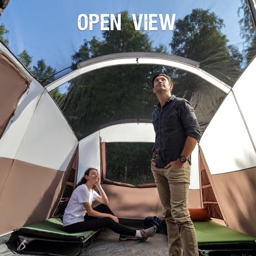 PORTAL 6/8/10 Person Family Camping Tent with Screen Room, Water Resistant Big Tunnel Tents with Rainfly, Large Family Ten...