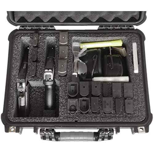 Case Club 2 Pistol & 18 Magazine Case with Accessory Pocket. Pre-Cut, Heavy Duty, Waterproof with Silica Gel for Gun Rust Prevention (Upgraded Gen-2)