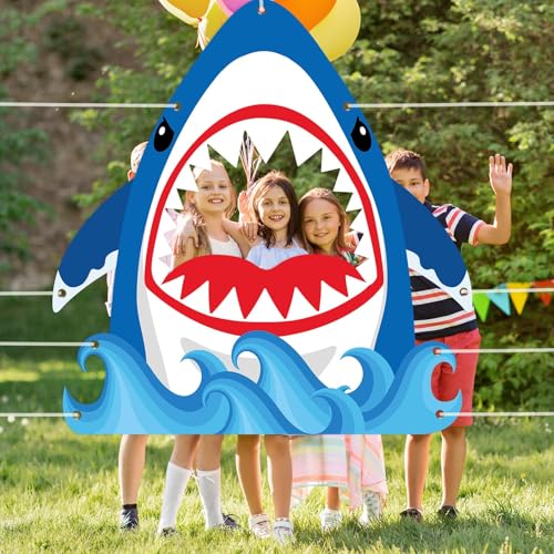 Shark Party Decorations Photography Backdrop Blue Shark Photo Booth for Boys Girls Under The Sea Theme Party Background Ba...