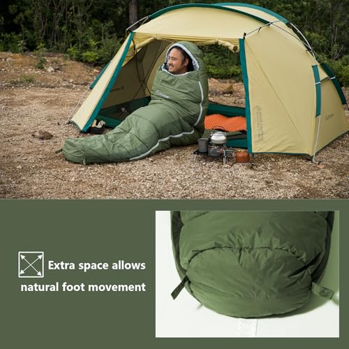 BISINNA Mummy Sleeping Bag for Adults 14-41℉ Cold Weather 3-4 Season Camping Sleeping Bags with Compression Sack for Backp...