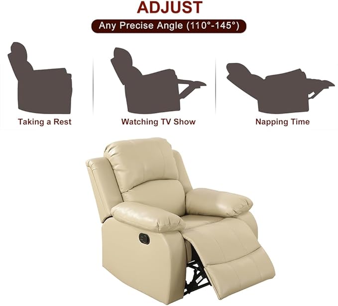 A Ainehome Living Room Furniture Set Leather Recliner Sofa Set Loveseat Chair Furniture Sofa Set for Living Room/Small Space/Rv/House/Office/Theater Seating (A-Beige Leather, Chair)