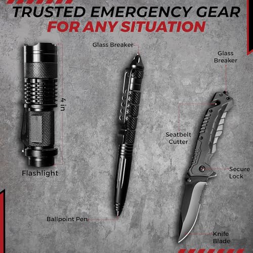 320-Piece Survival Kit | Emergency Gear for Camping, Hiking & Disaster Preparedness | Essential Roadside Emergency Kit | M...