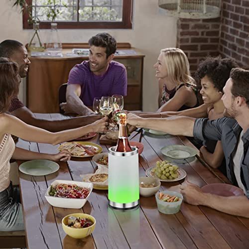Elrigs Wine Chiller with Rechargeable RGB Touch Lamp| Wine Bottle Cooler Bucket| Double Walled Insulator with 2 Ice Pack f...
