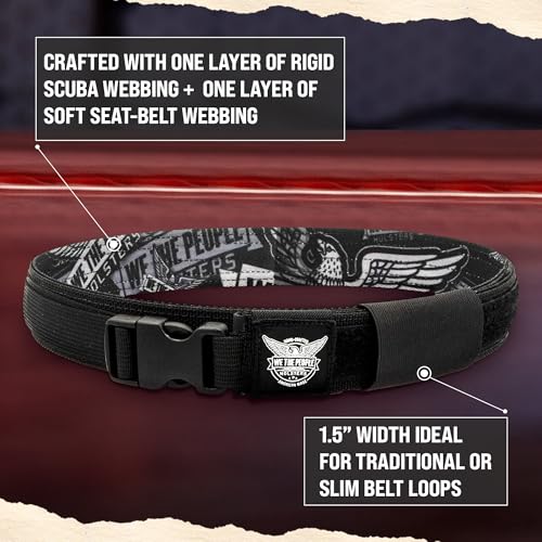 We The People Holsters - Raven - Low Profile Gun Belt - Tactical Gun Belt for Concealed Carry