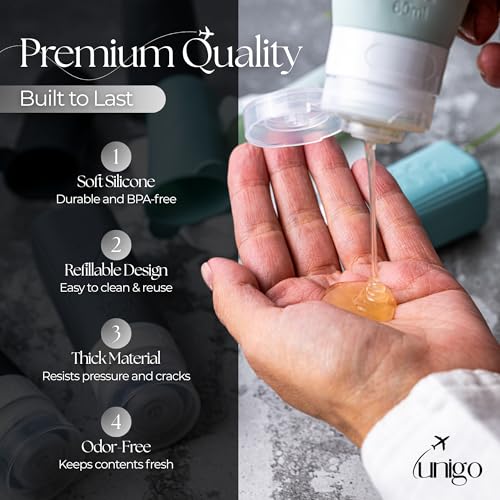 unigo 30pack Full Set TSA Approved Travel Bottles for toiletries, Travel Size Containers for Toiletries, Refillable Leakpr...