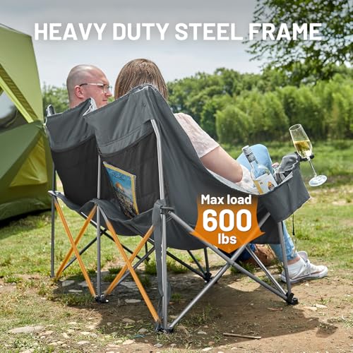 Timber Ridge Double Camping Chair, Heavy Duty Outdoor Folding Camp Couch, Loveseat Camping Chairs Perfect for Campsites, P...