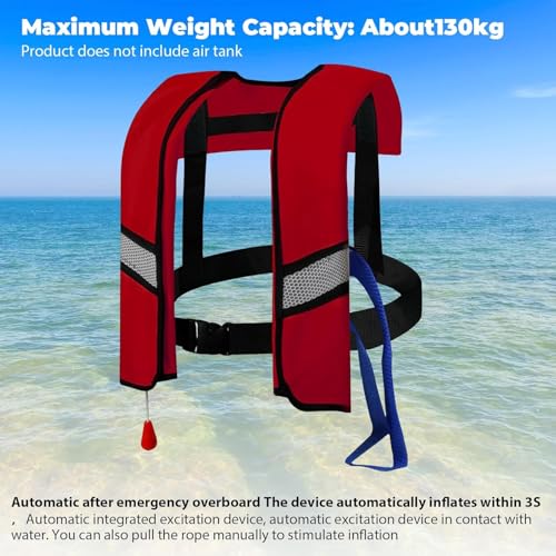 Automatic Inflatable Life Jacket for Adults – Adjustable Buoyancy Vest with Manual Override,Reflective Strips & Safety Whi...