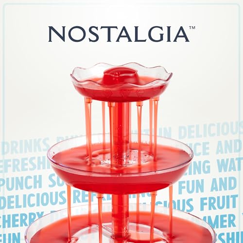 Nostalgia 3-Tier Party Fountain Holds 1 Gallon, LED Lighted Base, Includes 5 Reusable Cups, Clear
