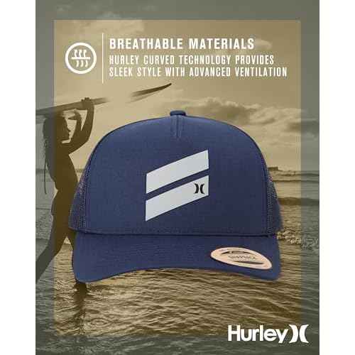 Hurley Men's Trucker Hat - Lightweight Breathable Poly Mesh Back Curved Bill Baseball Cap with Adjustable Snap Closure