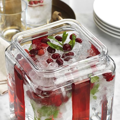 Gift Box Drink dispenser with Red Ribbon Design, Glass Beverage Dispenser For Christmas Party & decorations, Gift Ready Pa...