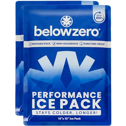 Below Zero Prefilled Reusable Ice Packs for Coolers | Long Lasting Freezer Ice Blocks for Camping, Lunch Bags & More | 48 ...