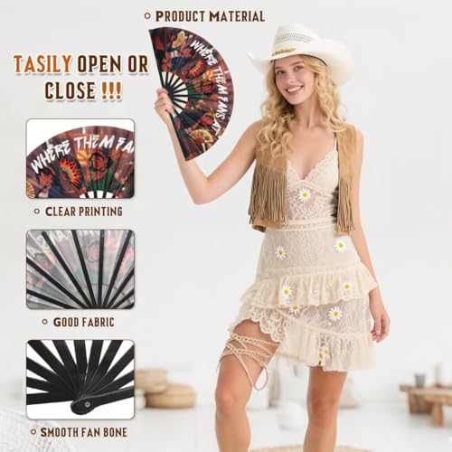 Boots On The Ground Fan ，Cowboy Dance with A Folding Fan,Clack Fan,Decorative Hand Fans,Clacking Fans for Line Dancing,Wes...