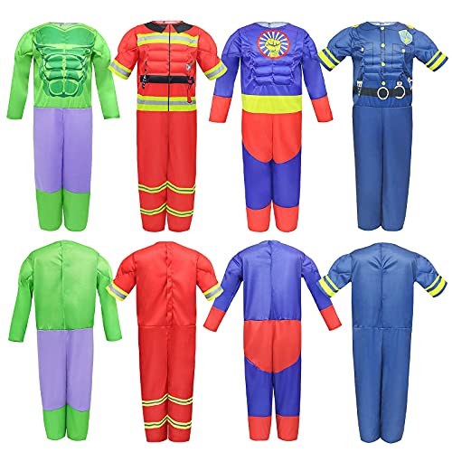 Teuevayl Boys Muscle Chest Dress up Costumes Trunk with Superhero, Policeman, Fireman Costume, Kids Pretend Role Play Cost...
