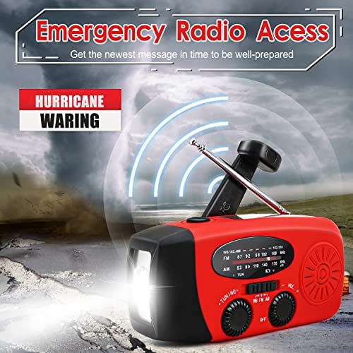 RunningSnail Emergency Hand Crank Radio With LED Flashlight For Emergency, AM/FM NOAA Portable Weather Radio With 2000mAh ...