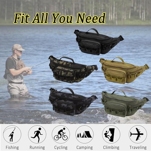 Tactical Fanny Pack,Small Fishing Tackle Bag Water-Resistant Military Waist Bags Portable Fishing Storage Waist Packs for ...