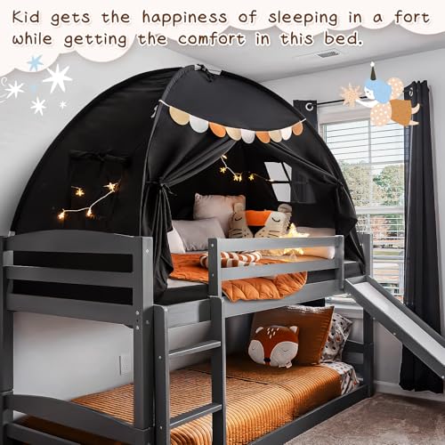 Sherilyn Full Size Bed Canopy Toddler Bunk Bed Tents Dream Tent on Bed Privacy Space Blackout Kids Sleeping Tents Indoor F...