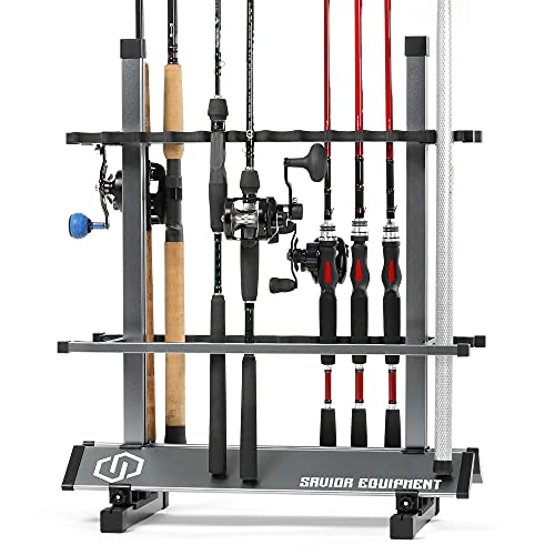 Savior Equipment Fishing Rod Rack Holder Organizer, 24-48 Slots to Hold Fresh Salt Water Spinning Rods & Reel Combo, Light...