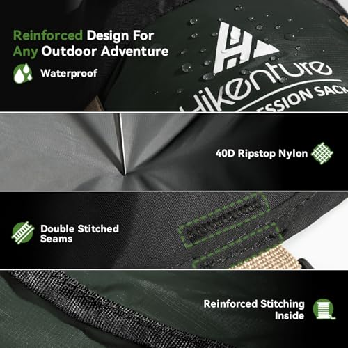 Hikenture Compression Sack for Sleeping Bag, Upgrade Anti-Tear Nylon Sleeping Bag Stuff Sack, 10L/14L/20L/30L Water-Resist...