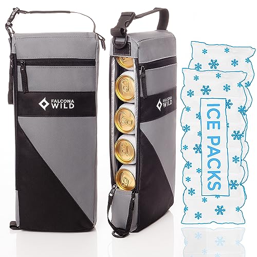Falcona Wild Golf Cooler Bag Plus 2 Ice Packs - Keeps Drinks Cold for Hours - Holds 6 Cans - Fits Discreetly in Golf Bags...