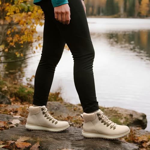 ANJOUFEMME Womens Comfy Hiking Boots-Casual Outdoor Lace up Ankle Booties Work Boots LightWeight Winter Shoes for Walking ...