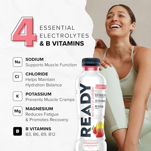 Ready® Sports Drink Light – The Ultimate Low-Calorie Hydration Drink with 4 Different Electrolytes – No Added Sugars – Nat...