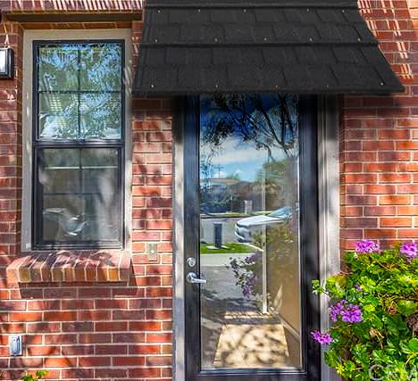 BIGalleons Fixed Metal Awnings 52 in W x 31 in H, Triangle Steel Frame with Tile Shaped Metal Awning for Door Entrance, Windows, Porches and Balconies (Black)
