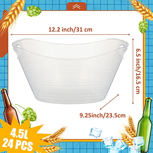 Norme 24 Pcs Oval Storage Tub with Handles 4.5L Plastic Ice Bucket, Wine, Beer, Champagne Drink Cooler for Parties, Bevera...