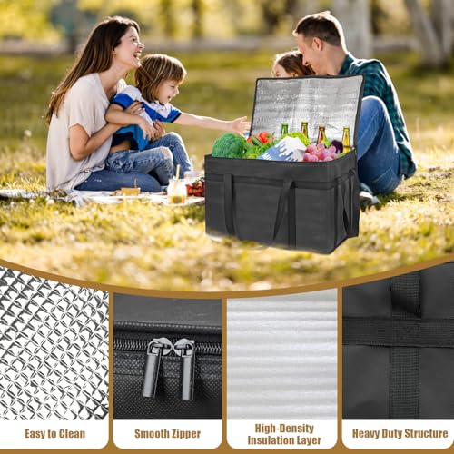 PEASUG Insulated Bags for Food Delivery, XXXL Pizza Delivery Bags, Large Capacity Cooler Bag Keep Food Warm for Grocery Sh...