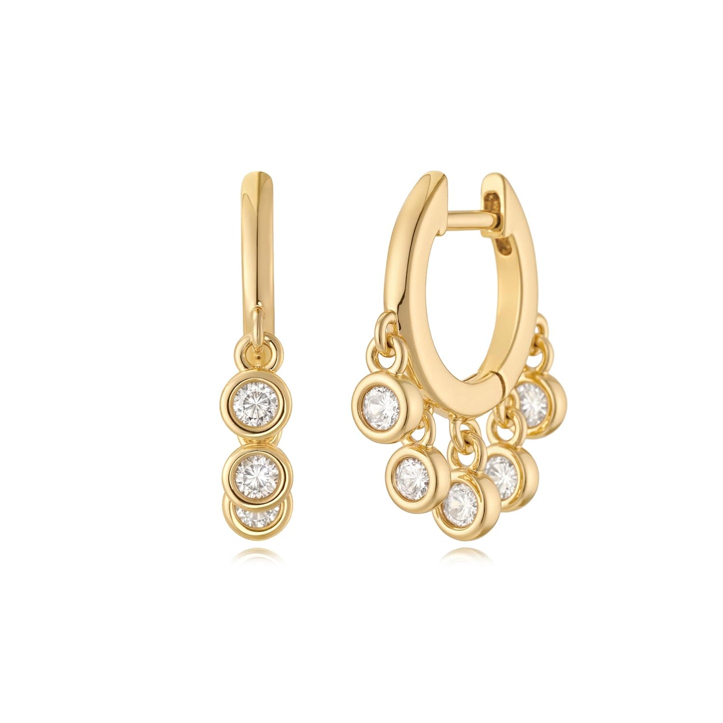 MYEARS Women Earrings Gold Huggie Hoop Dangle Dots Tassel Ear Stud Cuff Cubic Zirconia 14K Small Simple Hypoallergenic Everyday