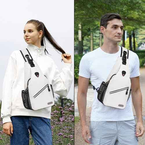 MOSISO Mini Sling Backpack,Small Hiking Daypack Travel Outdoor Casual Sports Bag, Ivory White