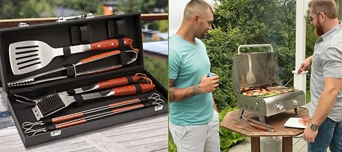 Cuisinart 10-Piece Premium Grilling Set, Grill Accessories Stainless Steel BBQ Tools, Storage Tote for Spatula, Tongs, Gri...
