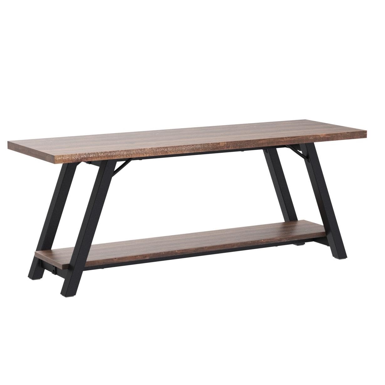 IBF Solid Wood Entryway Bench, Natural Real Wood Storage Bench, Farmhouse Wooden Shoe Bench in Entry Way Hallway Foyer Rack, Bedroom Bench Seat for Living Bed Mud Room Indoor, Rustic Brown, 47 Inch