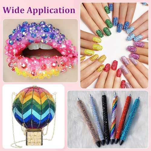 32000Pcs Resin Jelly Rhinestones for Bedazzling, Multicolor 3mm Flatback Gems for Diamond Art, Bedazzler Kit with 3Pcs 10m...