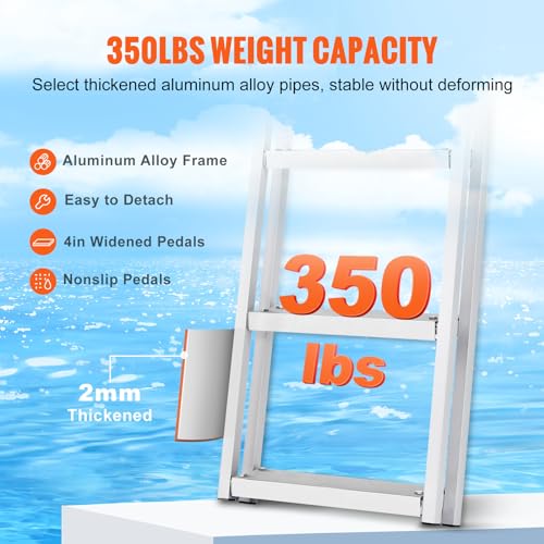 VEVOR Removable Dock Ladder 3/4/5 Steps, 350/500lbs Load Capacity, Aluminum Swim Ladders, Pontoon Boat Ladder with Nonslip Design for Lake, Marine Boarding, Pool