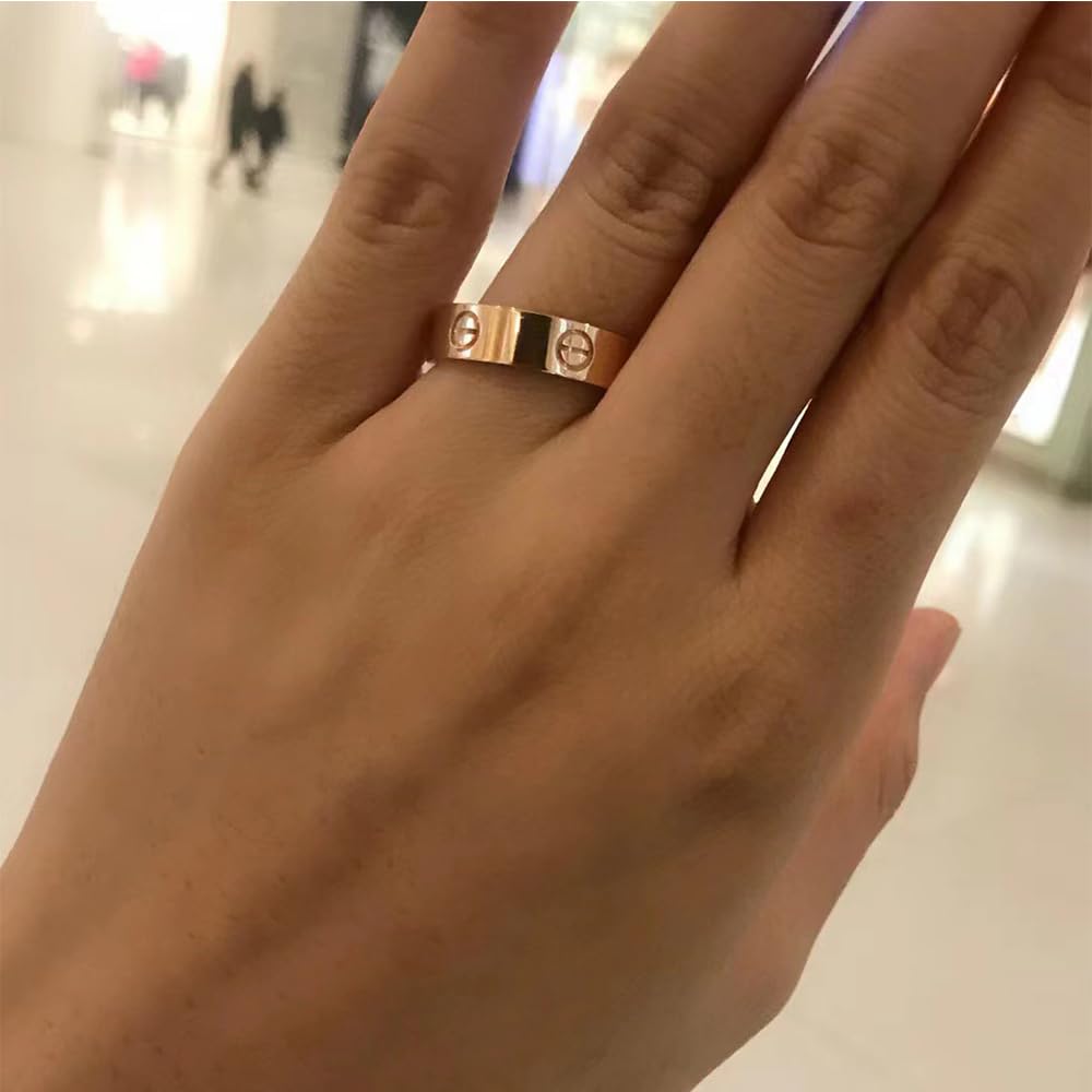 Love Ring For Women Men Girls Boys Kids Titanium Steel 18K Gold Jewelry Unisex Adult Wedding Birthday Present Anniversary Best Gifts S7