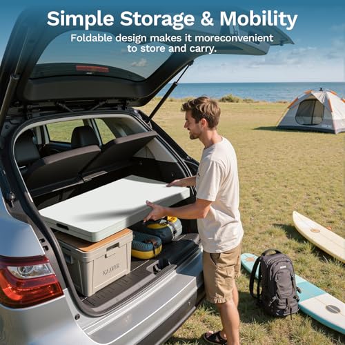 8 FT Heavy Duty Portable Table, Folding Table with Carrying Handle, Heavy Duty Portable Table for Events, Picnic Indoor, O...