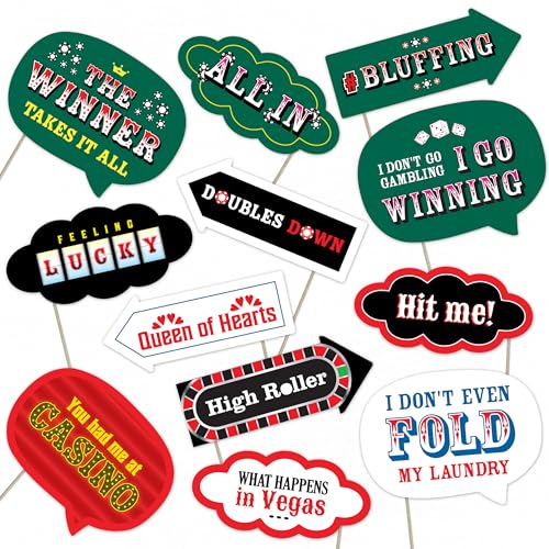 Casino Party Photo Booth Props Set – Fun Las Vegas-Themed Decorations for Game Nights and Party Celebrations (12)