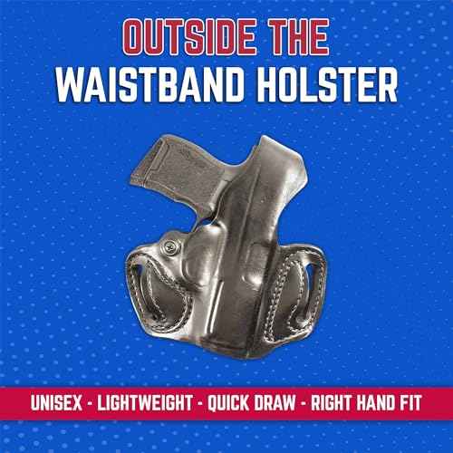 DeSantis Thumb Break Mini Slide Holster- Leather Holsters for Pistols, OWB Holster Compatible with SIG Sauer P365, P365 XL, P365 SAS, P365 XL w/ ROMEO ZERO, P365X w/ ROMEO ZERO - Left Hand Draw, Black