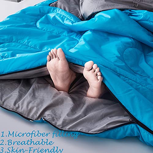 Tuphen Double Sleeping Bag, Sleeping Bag with 2 Pillows, Queen Size XL Bag for 2 People, Cold Warm Weather- 3 Seasons, Wat...