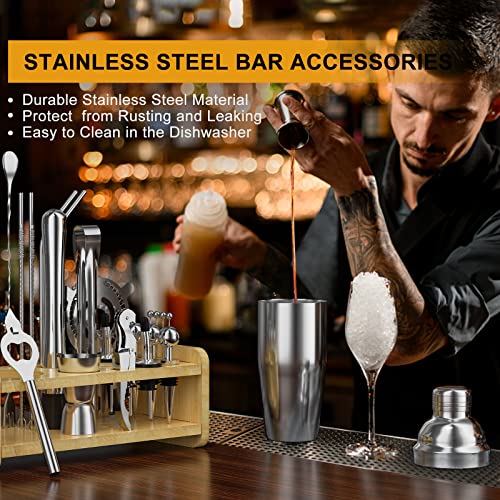 30pcs Mixology Bartender Kit with Stand, Secilla 25oz Bar Set Cocktail Shaker Set, Professional Bartending Kit Home Bar To...