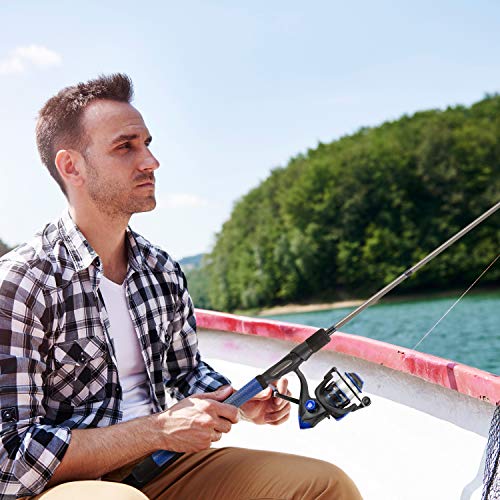 Fishing Rod & Reel Combo- 6’6” Carbon Pole, Spinning Reel & Golf Grip Handle- Bass, Trout & Lake Fish- Channel Series by W...